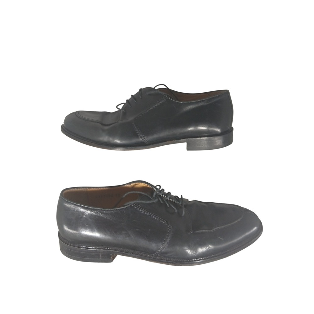Pronto Uomo Dress Shoes 12 Black Leather Split Toe Derby Made in Italy Oxford